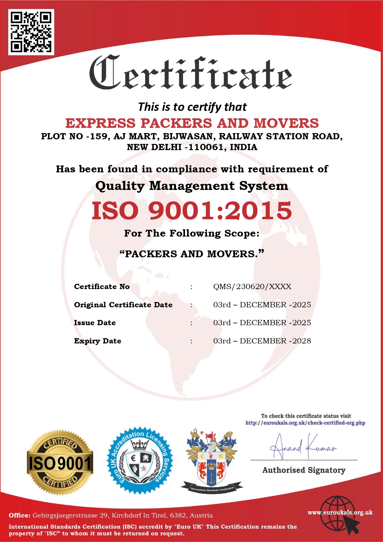 ISO Certificate