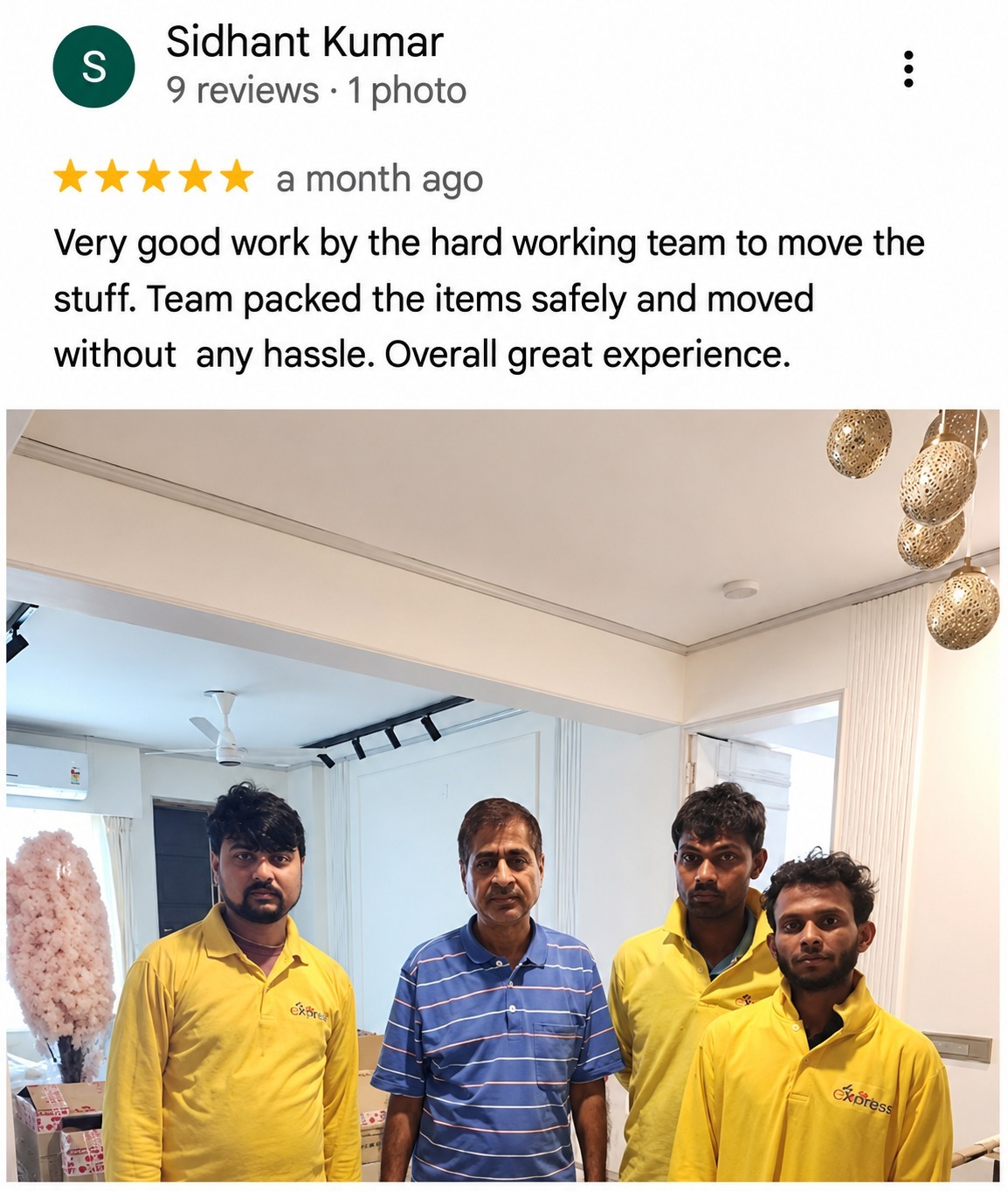 Google review from Vijay Raghavan - amazing shifting service by Rohit and team in Dwarka