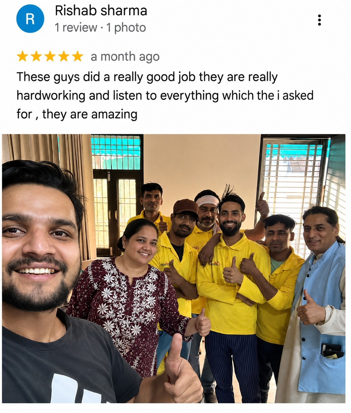 Google review from Yuvraj Singh - fantastic team safely shifted heavy sofa in Dwarka