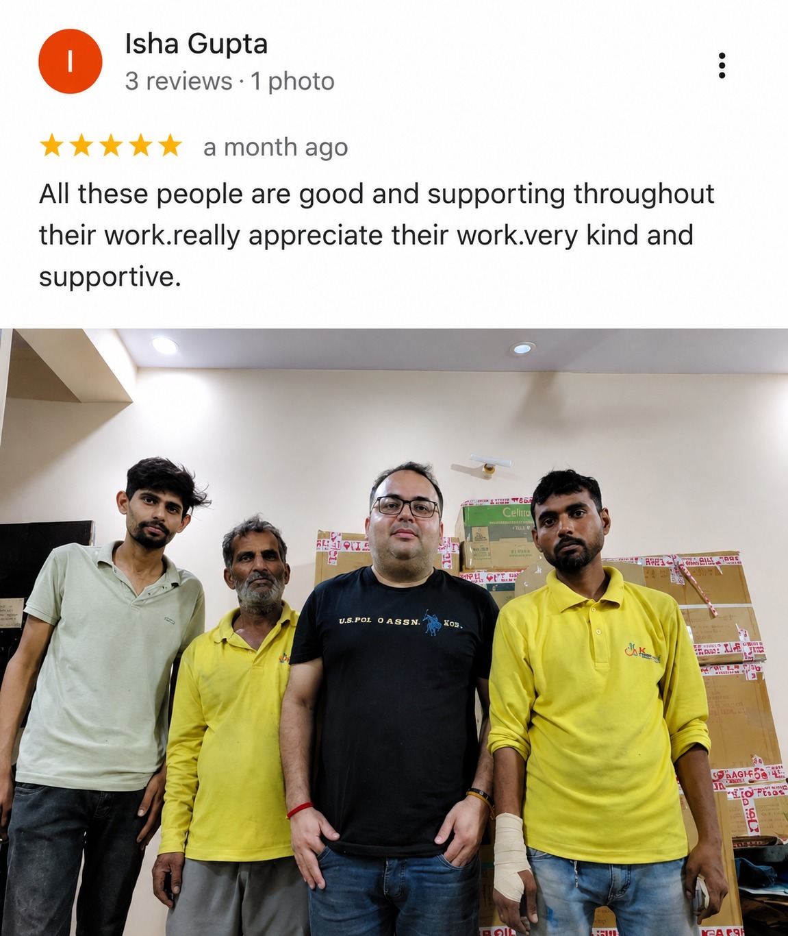 Google review from SALAUDIN Alam - careful office goods packing and safe transport in Dwarka